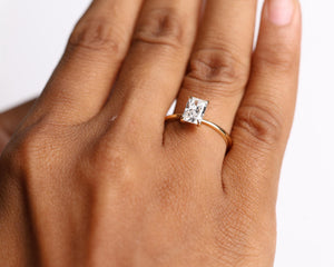 1 Ct Elongated Radiant Lab Diamond Engagement Ring