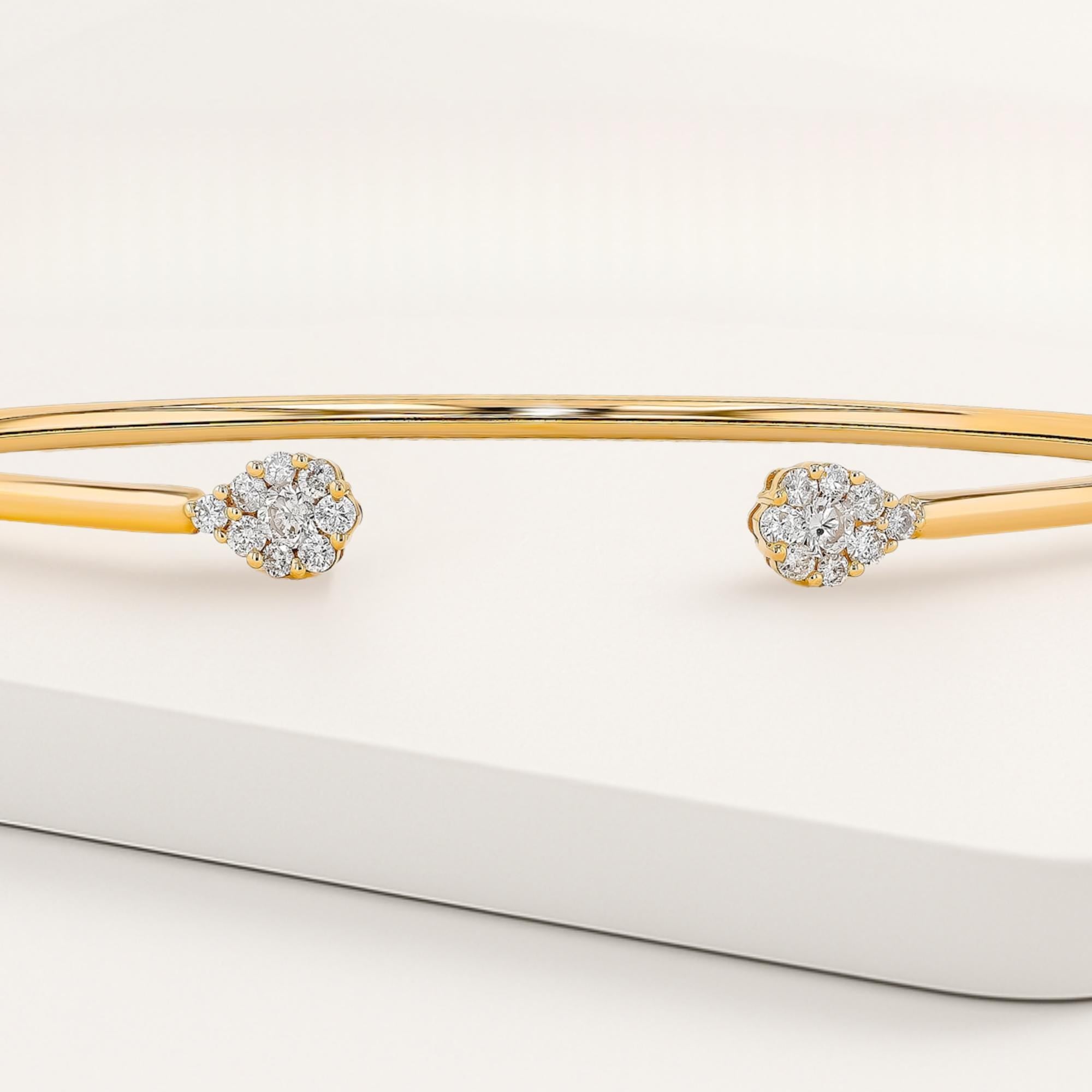 Pear Shape Lab Grown Diamond Open Cuff Bangle
