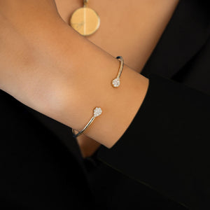 Pear Shape Lab Grown Diamond Open Cuff Bangle