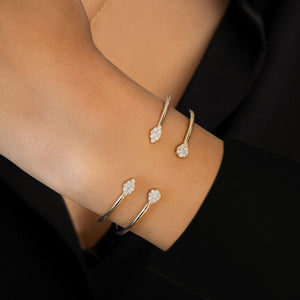 Pear Shape Lab Grown Diamond Open Cuff Bangle