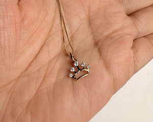 Crown Pendant Necklace, Princess Pendant in 14K