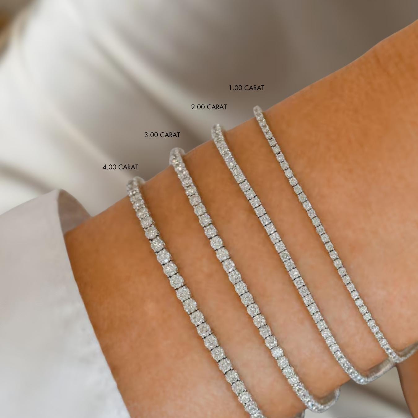 5.00 TCW Round Cut Moissanite Tennis Bracelet, 14K White Gold