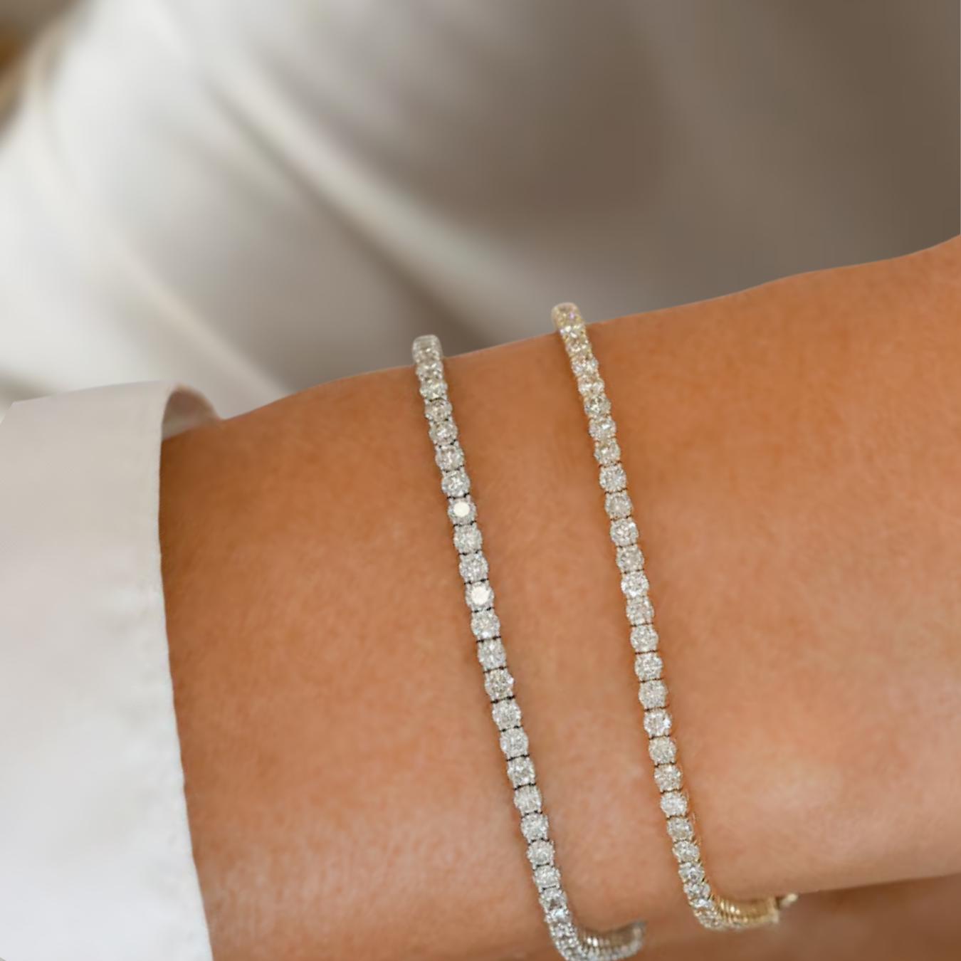 5.00 TCW Round Cut Moissanite Tennis Bracelet, 14K White Gold