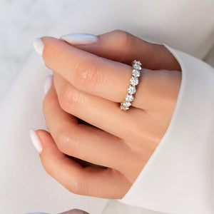 Round Brilliant Lab Diamond Half Eternity Wedding Band