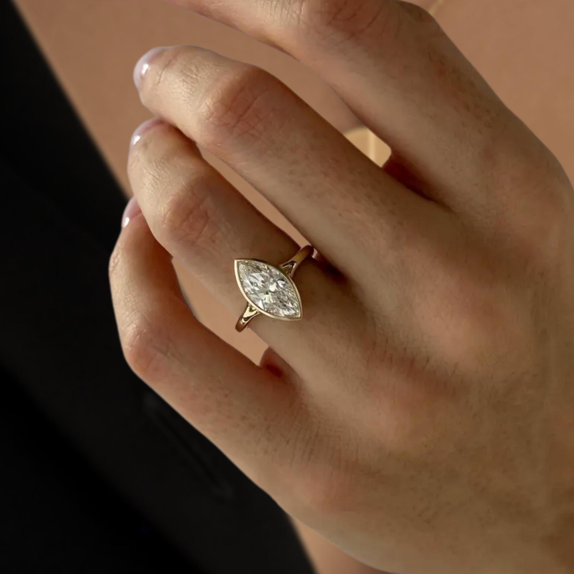 Marquise Lab Diamond Split Shank Ring, IGI Certified