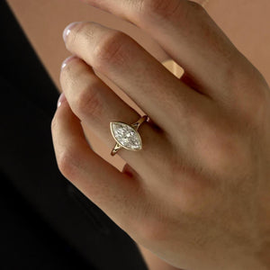 Marquise Lab Diamond Split Shank Ring, IGI Certified