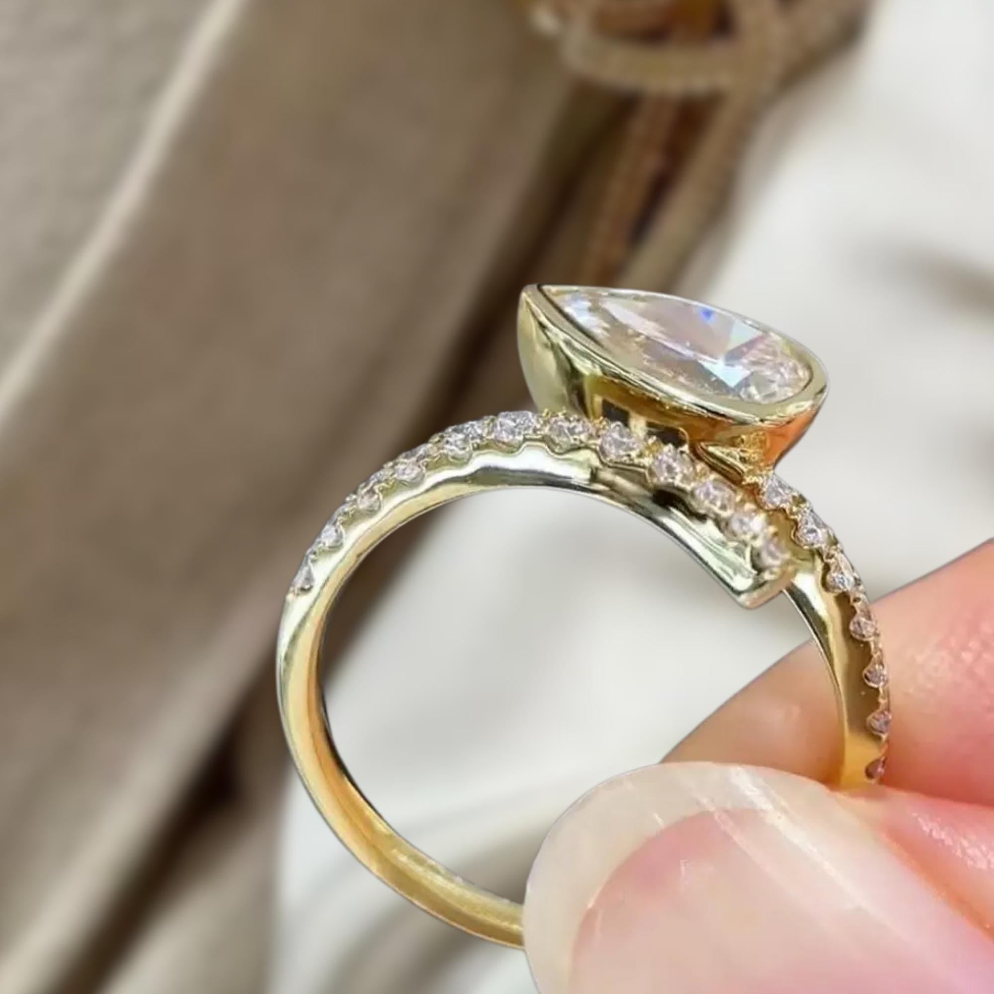 Pear Cut Lab Grown Diamond Solitaire Ring