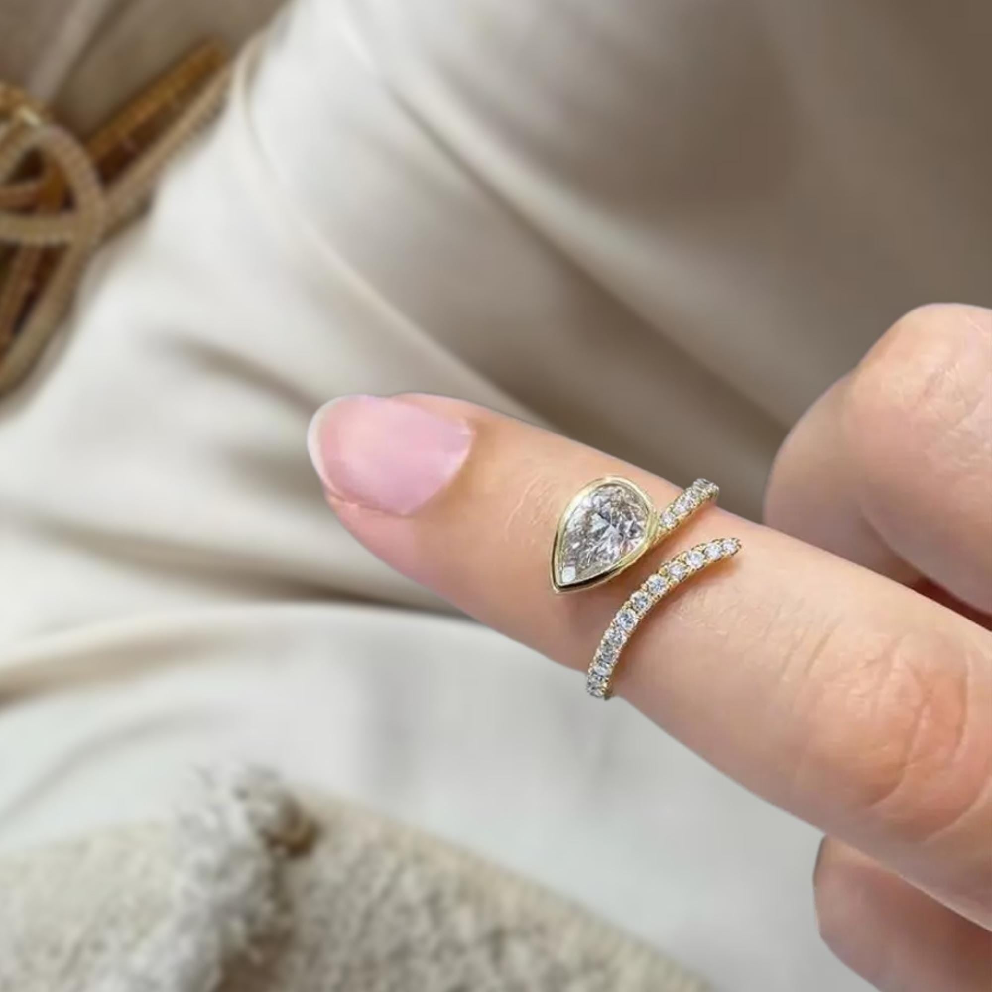 Pear Cut Lab Grown Diamond Solitaire Ring