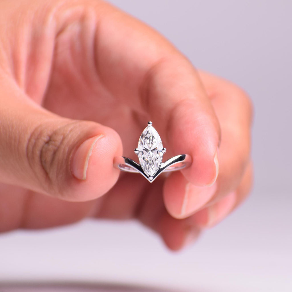 Marquise Diamond Engagement Ring Lab Grown Diamond Anniversary Ring Solitaire Ring for Anniversary Gift Marquise Cut Proposal Ring