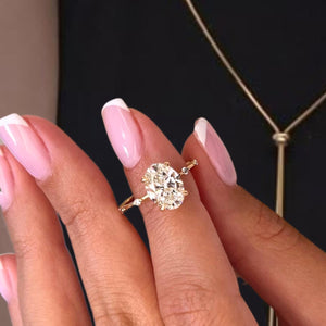 Oval Lab Grown Diamond Engagement Ring, 14K Gold