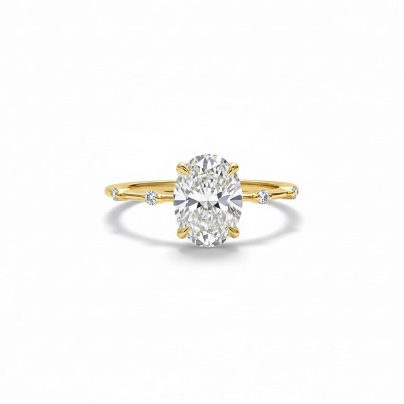 Oval Lab Grown Diamond Engagement Ring, 14K Gold
