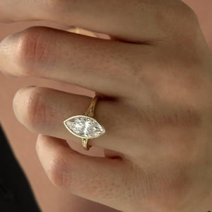 Marquise Lab Diamond Split Shank Ring, IGI Certified