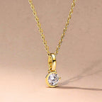 Channel moon magic Necklace / 14k Gold Solitaire Pendant Crescent Moon Diamond Charm / Dainty Diamond Charm/ Minimalist Solitaire Necklace