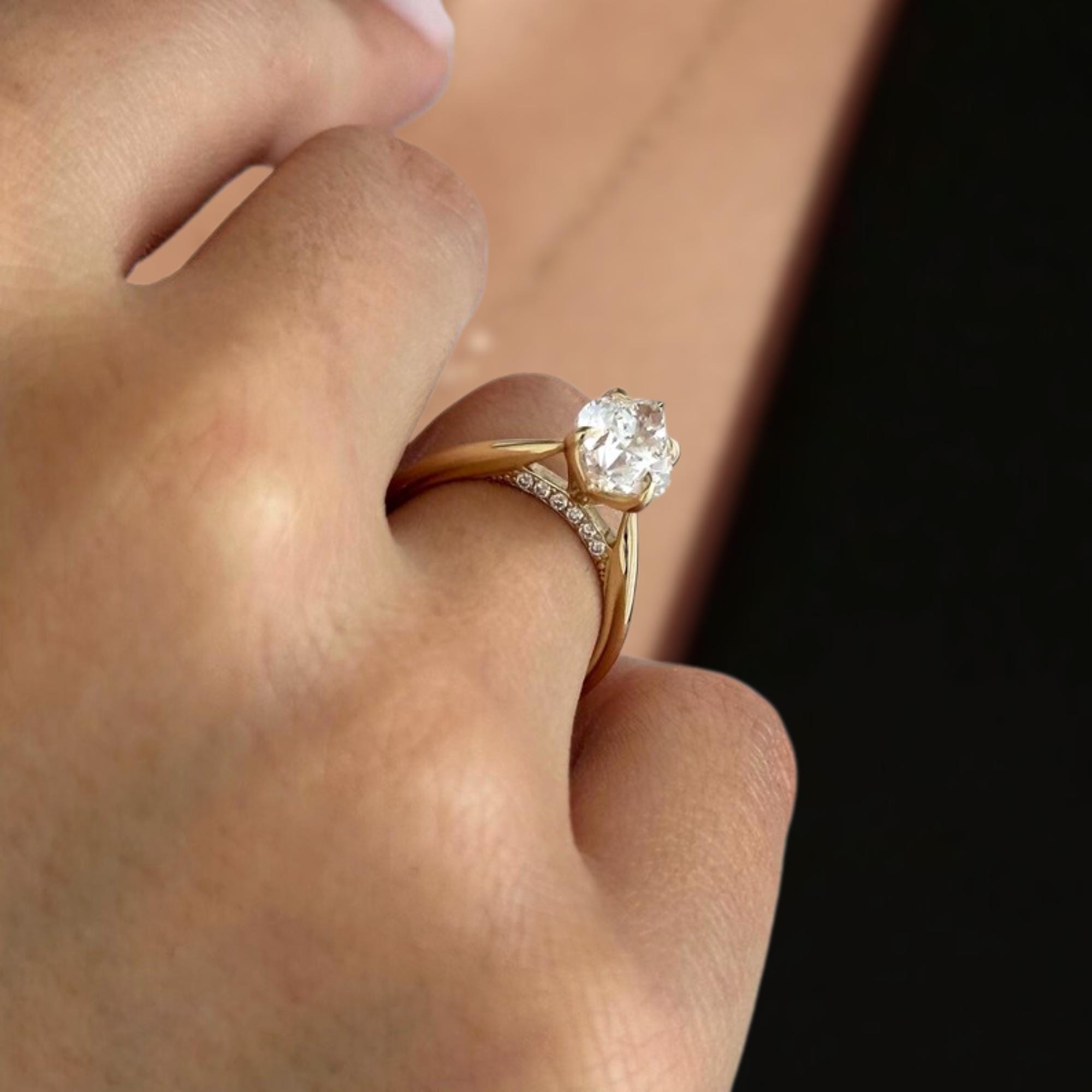 Pear Cut Lab Diamond Solitaire Engagement Ring, 14K Gold