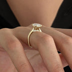 2 Carat Pear Cut Lab Grown Diamond Ring / Pear Shaped Engagement Ring / 2 CT Solitaire Ring / Minimalist Ring / 14K Gold Thin Dainty Ring