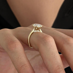 Pear Cut Lab Diamond Solitaire Engagement Ring, 14K Gold