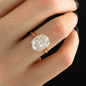 Oval Lab Diamond Cathedral Engagement Ring