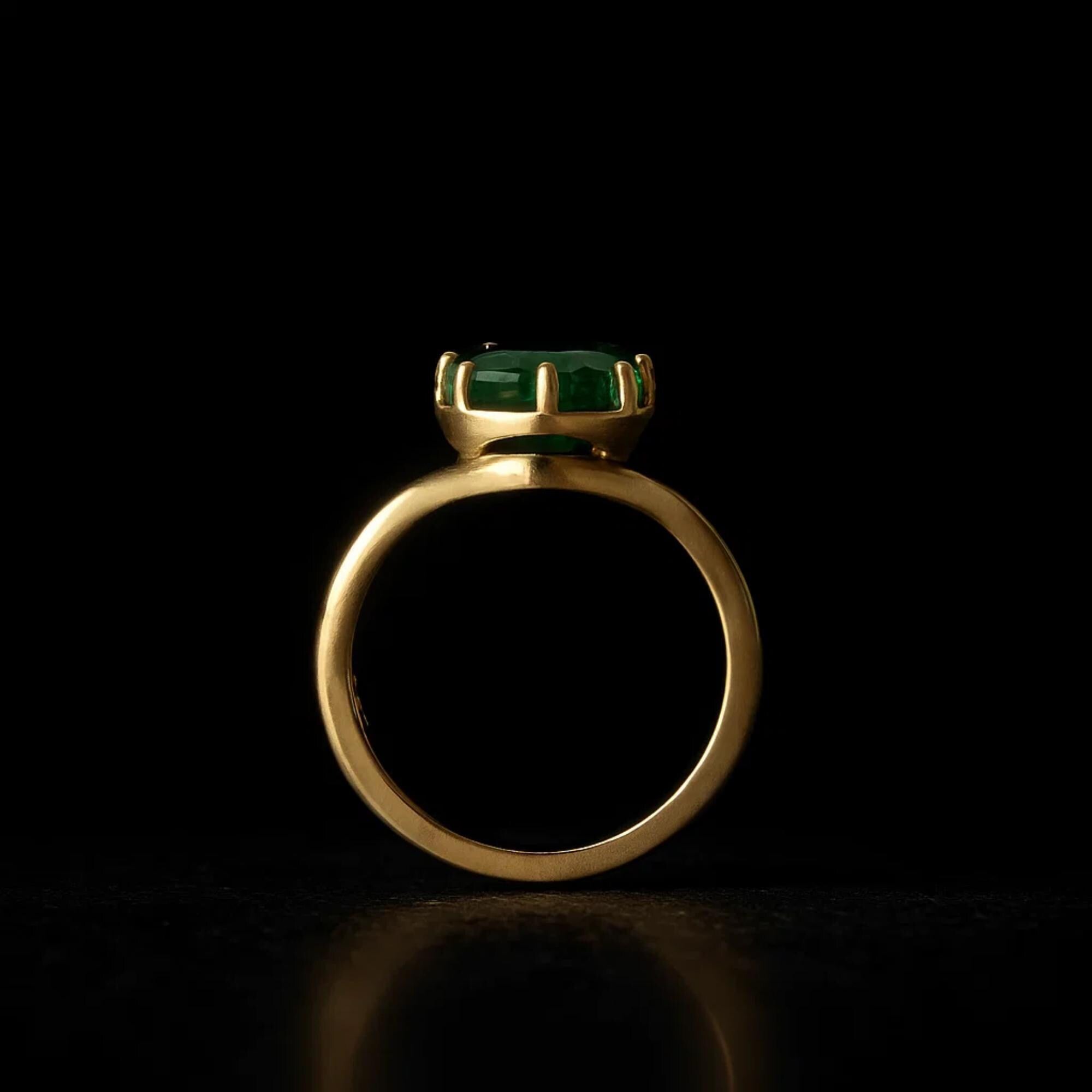 Pear Cut Lab Created Green Emerald Engagement Ring