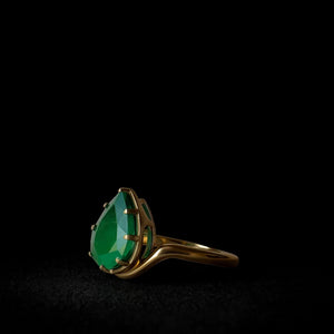 Pear Cut Lab Created Green Emerald Engagement Ring