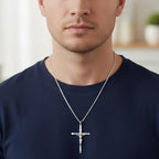 925 Silver Crucifix Necklace Silver Cross Necklace Men Silver Cross Pendant Chain For Man Christian Jewelry For Boyfriend Gift For Man Chain