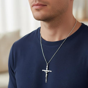 925 Silver Crucifix Cross Necklace for Men, Christian Pendant