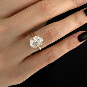 Oval Lab Diamond Cathedral Engagement Ring