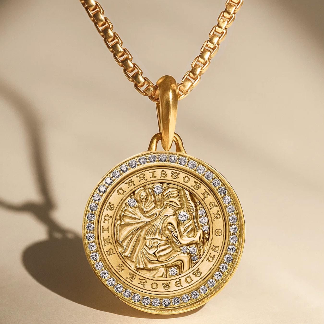 14K Gold St. Christopher Pendant for Men