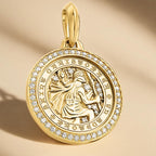 14K Gold Saint Christopher Pendant, Men's Religious Medal, Classic Gold Necklace, Gift for Men, Spiritual Protection Pendant