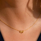 Solid Gold Knot Necklace, Promise Necklace, Charm Necklace, Love Necklace, Dainty Chain Choker, 14k Solid Gold, Anniversary Gift. Jenna