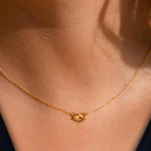 14K Solid Gold Knot Promise Necklace, Dainty Chain Choker