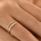 Crossover Lab Diamond Band/ Round Cut Diamond Engagement Ring/ Criss Cross Wedding Band/ 14K Solid Yellow Gold Diamond Band