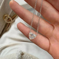 Heart Cut Diamond Pendant Necklace / Diamond Diamond Heart Necklaces for Women / Solid Gold Necklace / Silver Jewelry