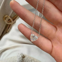 Heart Cut Diamond Pendant Necklace, Solid Gold Heart Necklace