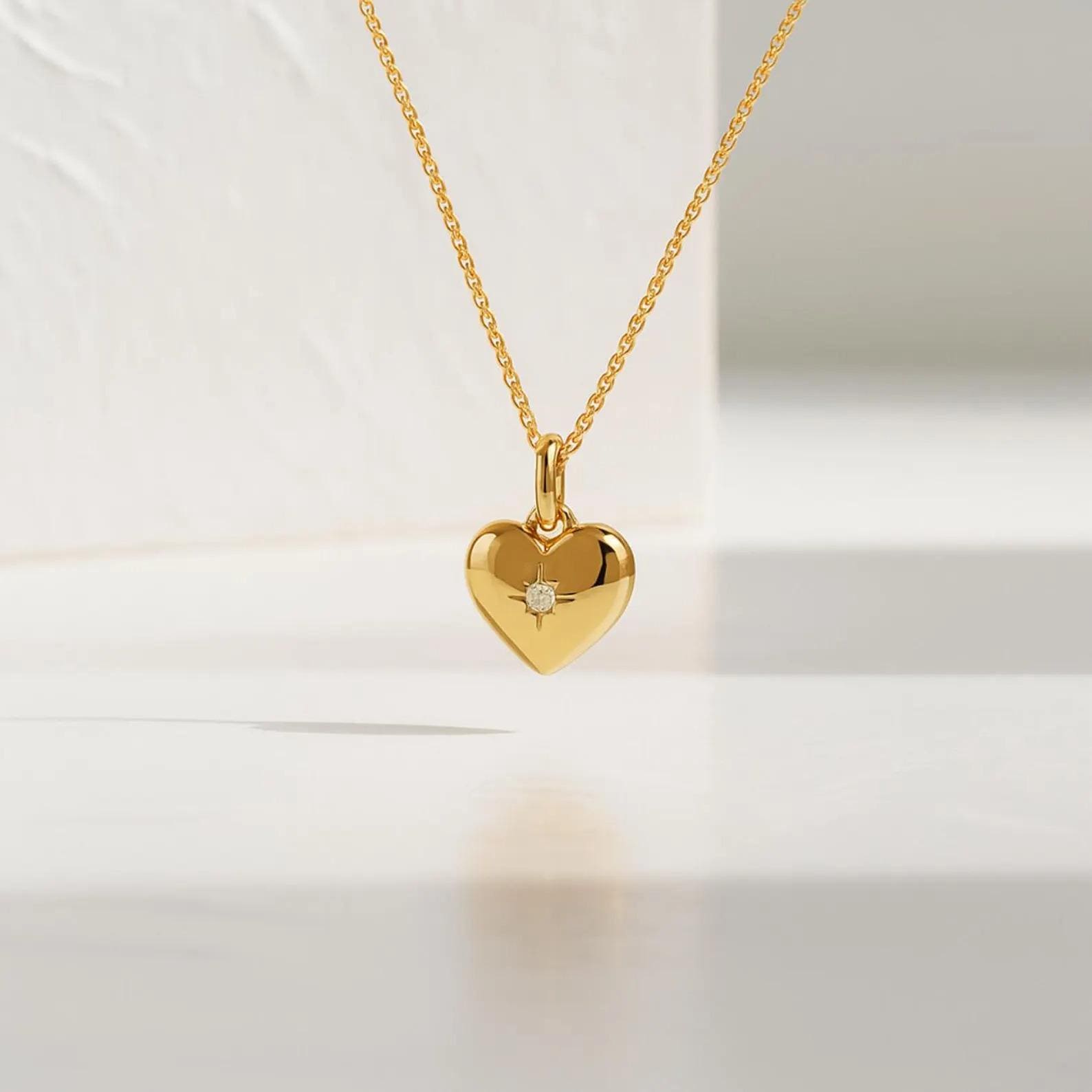 Heart Pendant Round Diamond Necklace