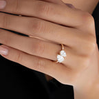 Toi et Moi Lab Grown Diamond Ring, 14K Gold 2.05 ctw Double Pear Shape Lab Grown Diamond Engagement Ring, You & Me Ring, Anniversary Gift