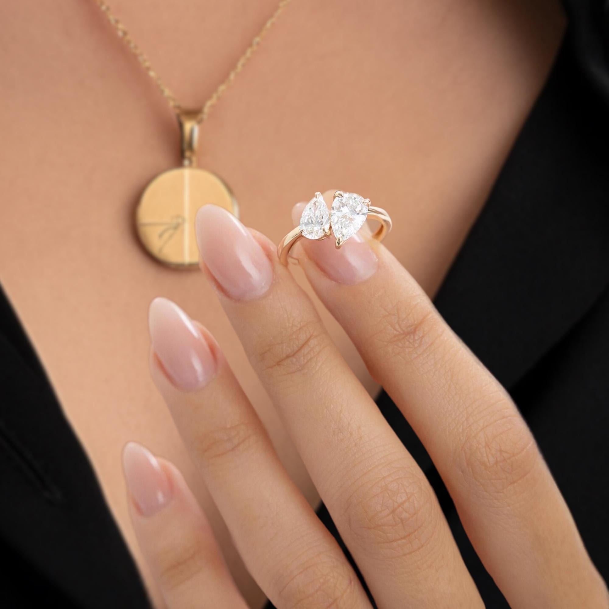 Toi et Moi Double Pear Lab Diamond Engagement Ring