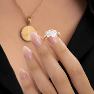 Toi et Moi Double Pear Lab Diamond Engagement Ring