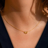 14K Solid Gold Knot Promise Necklace, Dainty Chain Choker