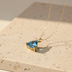 Handmade London Blue Topaz Pendant Necklace: 14K Gold or Sterling Silver