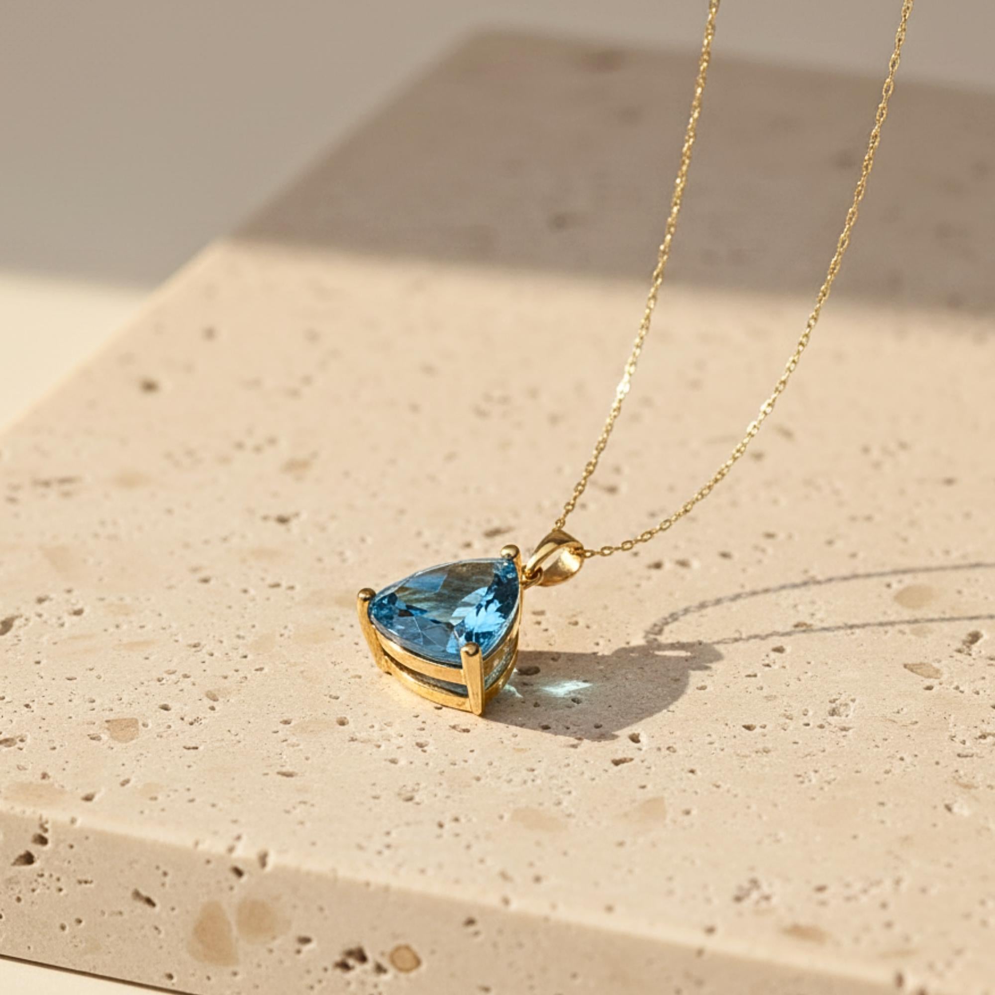London Blue Topaz Pendant Necklace, 14K Gold