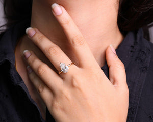 2.5 CT Pear Lab Grown Diamond Solitaire Cathedral Ring