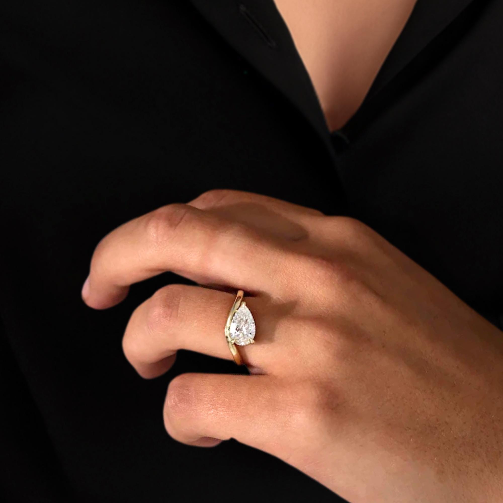 3 Ct Pear Shape Lab Diamond Engagement Ring