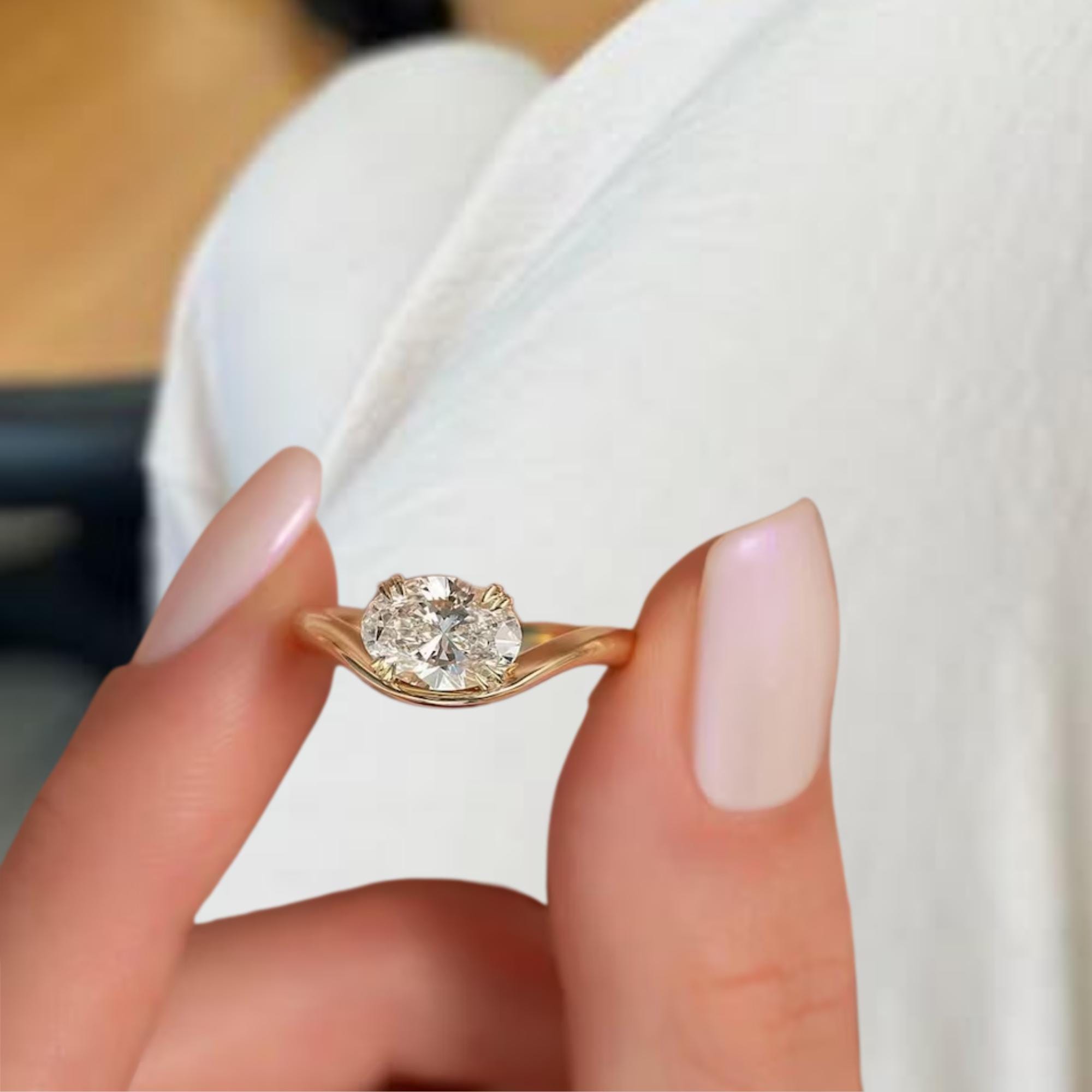 Oval Brilliant Lab Diamond Solitaire Engagement Ring