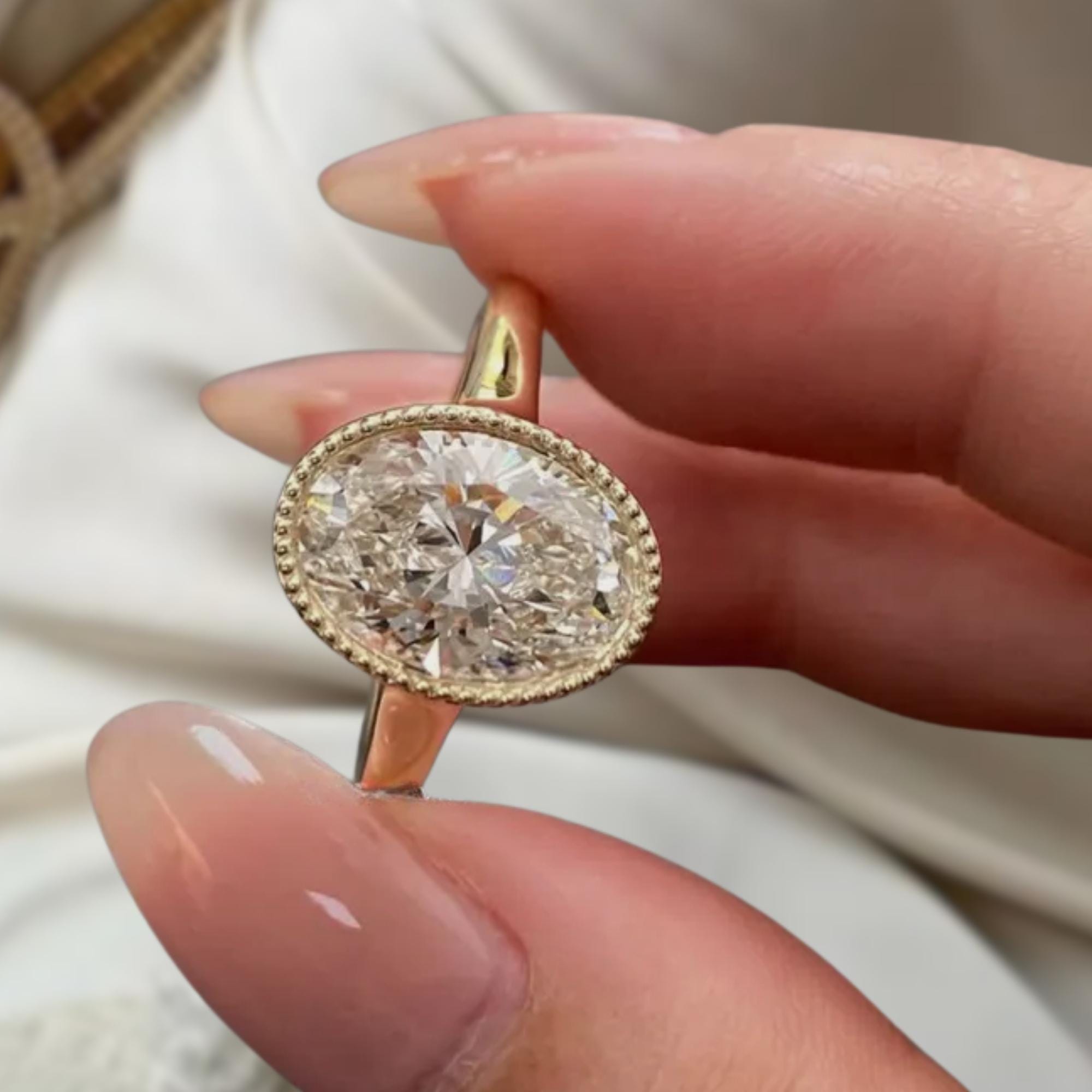 Elongated Oval Diamond Engagement Ring