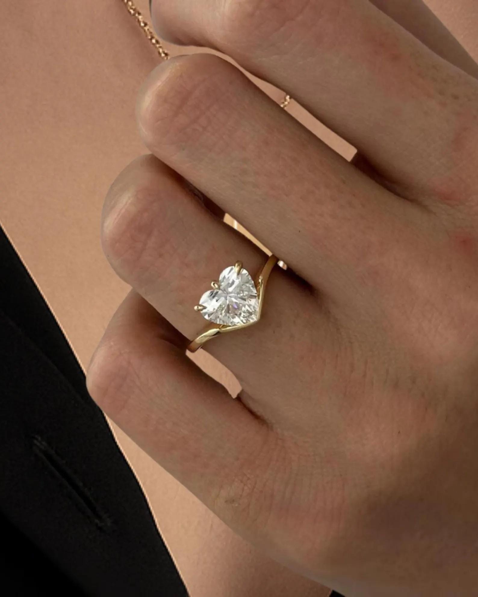 2 Ct Heart Shape Lab Diamond Solitaire Engagement Ring