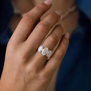 Oval Three Stone Lab Diamond Engagement Ring