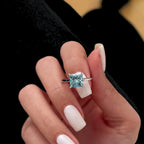 2 Carat Princess Cut Fancy Vivid Blue Lab Grown Diamond Engagement Ring / White Gold Blue Diamond Solitaire Ring / Unique Colored Diamond