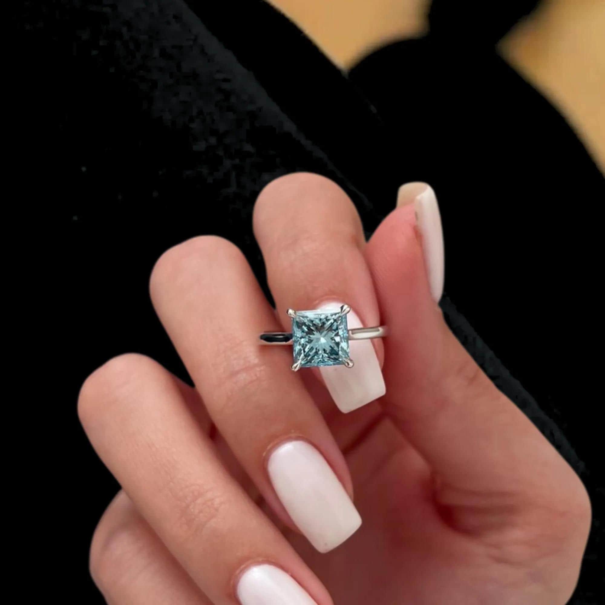 Fancy Vivid Blue Lab Diamond Engagement Ring