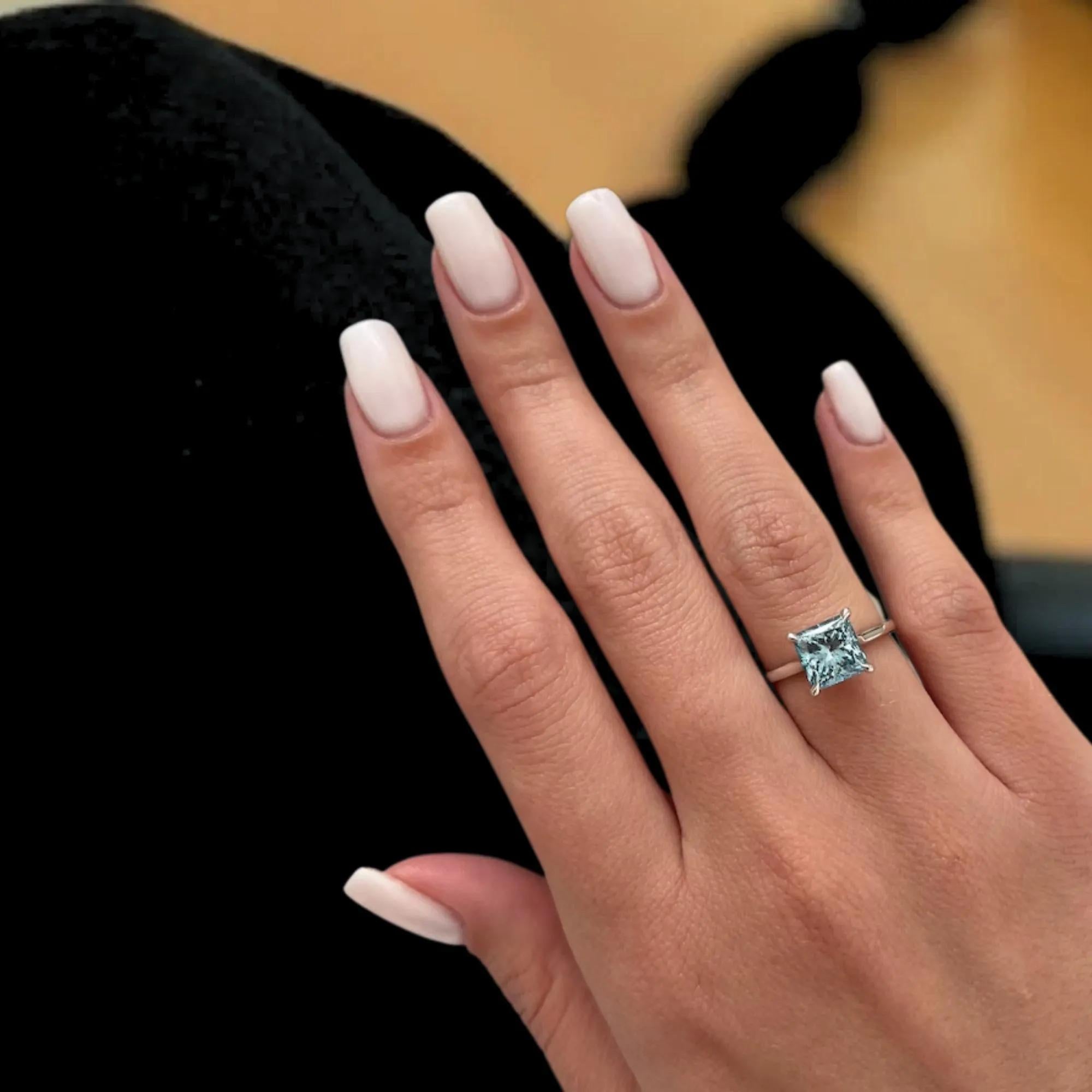 Fancy Vivid Blue Lab Diamond Engagement Ring