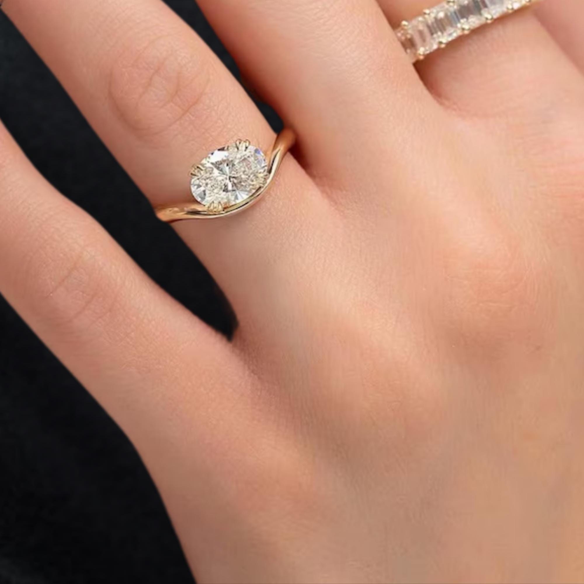Oval Brilliant Lab Diamond Solitaire Engagement Ring